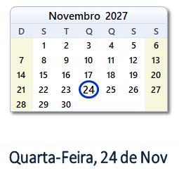 24 Novembro 2027 calendario