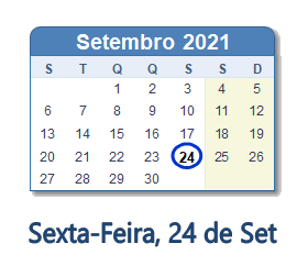 24 Setembro 2021 calendario