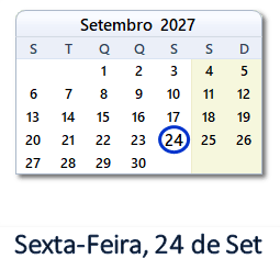 24 Setembro 2027 calendario