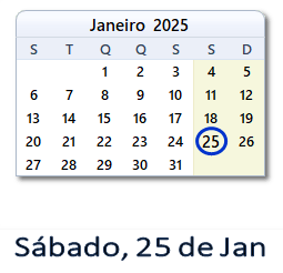25 Janeiro 2025 calendario