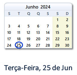 25 Junho 2024 calendario