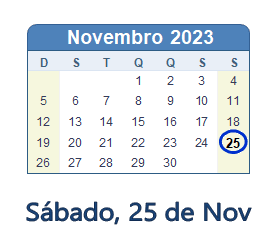 25 Novembro 2023 calendario