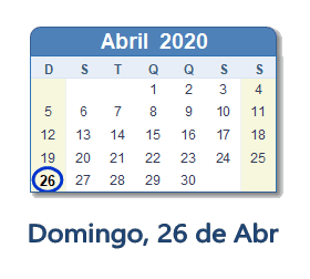 26 Abril 2020 calendario