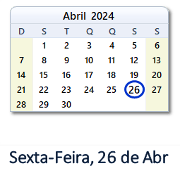 26 Abril 2024 calendario
