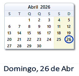 26 Abril 2026 calendario