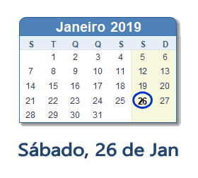 26 Janeiro 2019 calendario