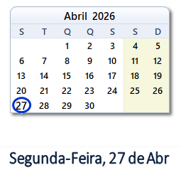 27 Abril 2026 calendario