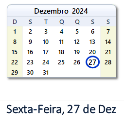 27 Dezembro 2024 calendario