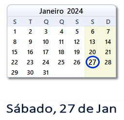 27 Janeiro 2024 calendario