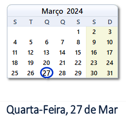 27 Março 2024 calendario