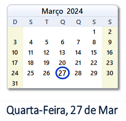 27 Março 2024 calendario