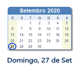 27 Setembro 2020 calendario