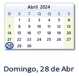28 Abril 2024 calendario