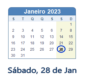 28 Janeiro 2023 calendario