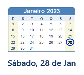 28 Janeiro 2023 calendario