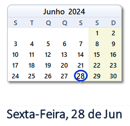 28 Junho 2024 calendario