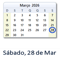 28 Março 2026 calendario