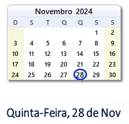 28 Novembro 2024 calendario