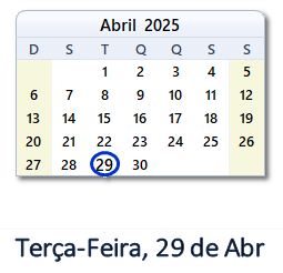 29 Abril 2025 calendario