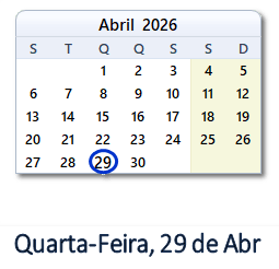 29 Abril 2026 calendario