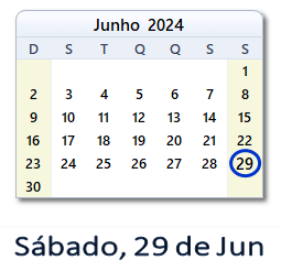 29 Junho 2024 calendario