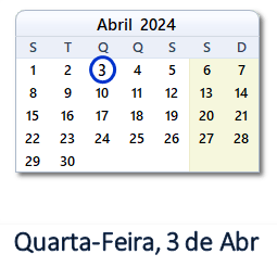 3 Abril 2024 calendario