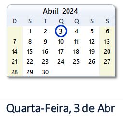 3 Abril 2024 calendario