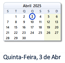 3 Abril 2025 calendario