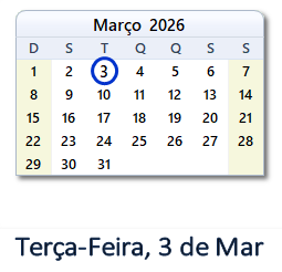 3 de Março, 2026 Calendário com notícias e tweets do dia - BRA
