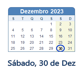 30 Dezembro 2023 calendario