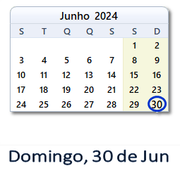 30 Junho 2024 calendario