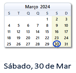 30 Março 2024 calendario