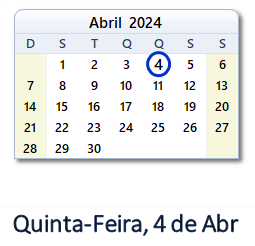 4 Abril 2024 calendario