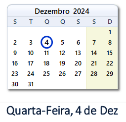 4 Dezembro 2024 calendario