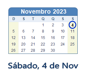 4 Novembro 2023 calendario