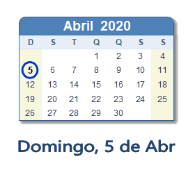 5 Abril 2020 calendario