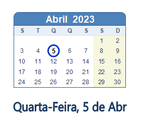 5 Abril 2023 calendario