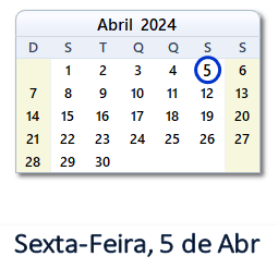 5 Abril 2024 calendario