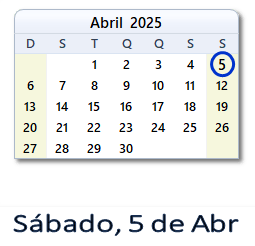5 Abril 2025 calendario