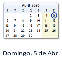 5 Abril 2026 calendario