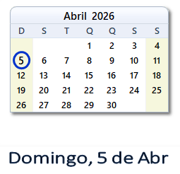 5 Abril 2026 calendario