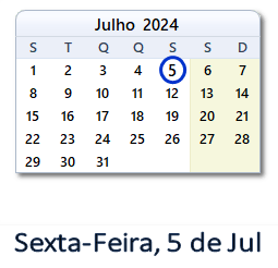 5 Julho 2024 calendario