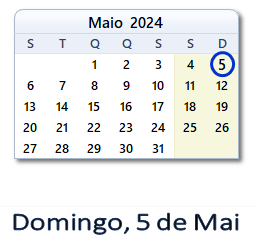 5 Maio 2024 calendario