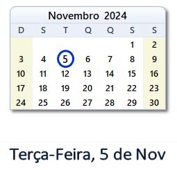 5 Novembro 2024 calendario