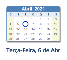 6 Abril 2021 calendario