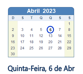 6 Abril 2023 calendario