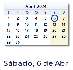 6 Abril 2024 calendario