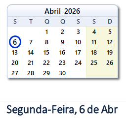 6 Abril 2026 calendario