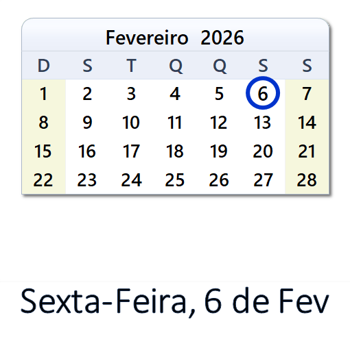 6 de Fevereiro, 2026 Calendário com notícias e tweets do dia - BRA