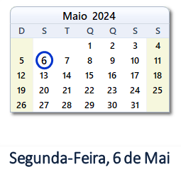 6 Maio 2024 calendario